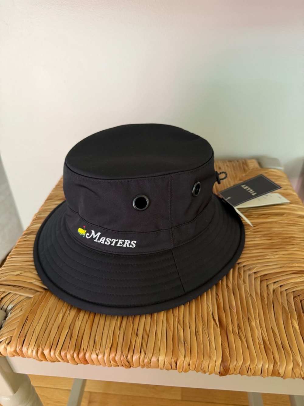 Masters Black Bucket Hat with Embroidered Multicolor Logo